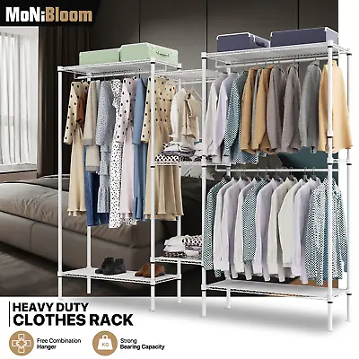Heavy Duty Adjustable Closet Storage Shelf Metal Garment Rack Clothes Organizer • $136.99