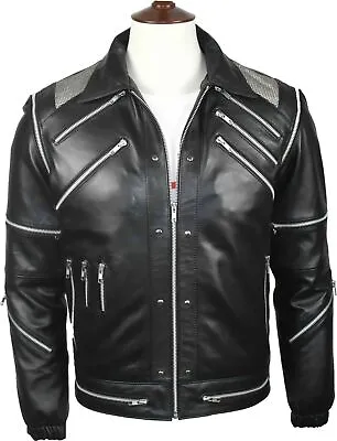 Michael Jackson Beat It  MJ Beat It  Real Leather Jacket With Real Metal Mesh • $25.01