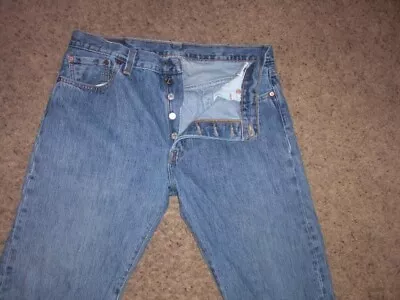 Vintage LEVI'S 501 Blue Pure Cotton Button Fly Jeans 36x32 (actual 34x32) • $21.66