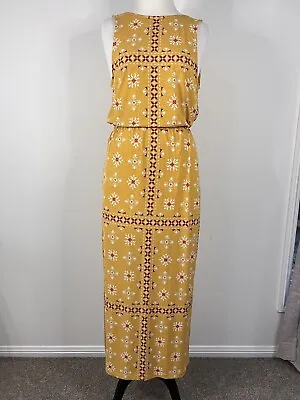 $44 • Buy Tigerlily Summer Yellow Floral Geometric Print Drop Back Long Maxi Dress Size 8