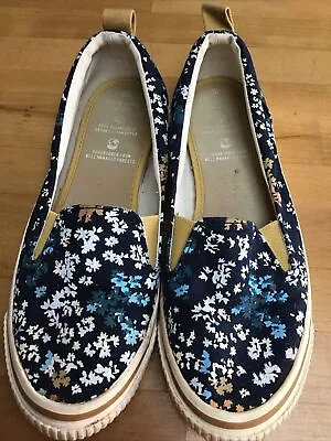 Fat Face Women's Navy Floral Slip-On Pumps Sneakers Shoes Size UK 5 • £9.99