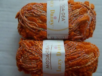 Moda Dea Lazy Daisy Fashion Yarn Orangeade Lot Of 2 (77 Yds Each) • $14.99