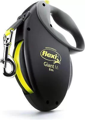 Flexi Giant Neon Tape Black Medium 8m Retractable Dog Leash/Lead For Dogs Up To • £36.43