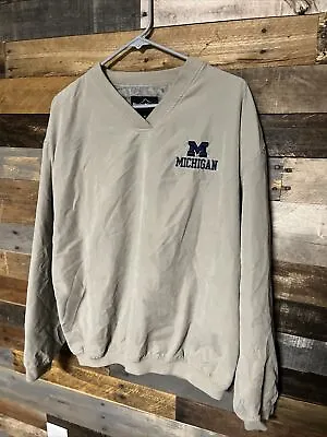 Vintage University Of Michigan Tan Collegiate Pullover Jacket Size Medium • $19.99