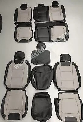 Black & Gray Leather Seat Covers For Ford F250 F350 XLT SuperCrew Limited Style • $739.94