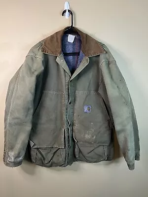 Carhartt Green Bird Hunting Jacket USA Sz Lg Blanket Lined CB256 Vtg Coat • $200