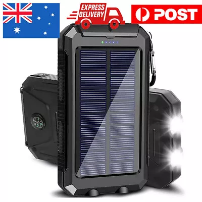 $23.99 • Buy 30000mAh Portable Solar Panel 2USB LED External Battery Power Bank Pack Charger