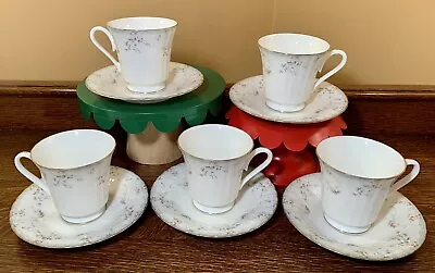 Lot Of 10 VTG 1980’s Mikasa ROSELLE Floral Bone China: 5 Cups & 5 Saucers: Japan • $37.50