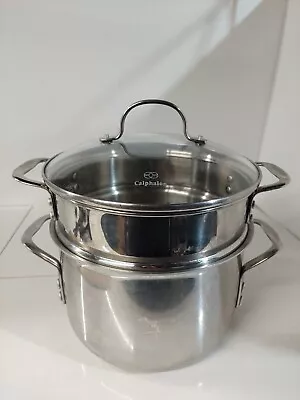 Calphalon Large 6 Qt Stainless W/ Strainer Stock Pot Domed Lid #8606 Heavy Pasta • $55.95