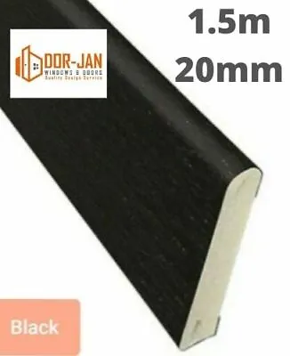 1.5m X 20mm Black WOODGRAIN UPVC Plastic Trim Cloaking Fillet Window Bead COILED • £10.98