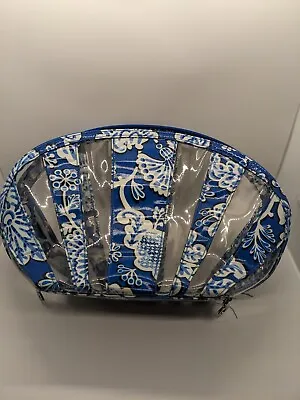 Vera Bradley Blue Lagoon Clear Cosmetic Lg 13” Zippered Cosmetic Travel Pouch • $14