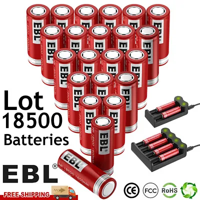 Lot EBL 18500 1600mAh LI-ION Rechargeable Battery Batteries / 2-4 Solt Charger • $10.59