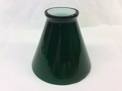 Vintage Green Vianne France Blown Glass Cone Lamp Shade 2 1/8  Fitter 4 3/8 Tall • $40