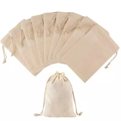 24 Pieces Organic Cotton Muslin Bags 4x6 Inch Small Bulk Muslin Bags With Drawst • $24