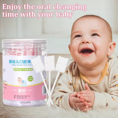 Silicone Baby Tongue Cleaners Finger Toothbrush Disposable Paper Rod Handle • £3.60