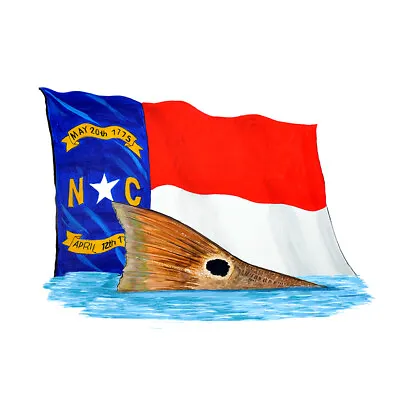 NC Flag Red Drum Redfish Tailing Vinyl Decal - Car Truck Boat RV • $6.95