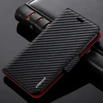 Wallet Case For Samsung Galaxy Phone Luxury Carbon Leather Magnetic Flip Cover • £5.99