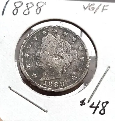 $9.95 • Buy 1888 Liberty V Nickel Cent, Better Date, Great Gift