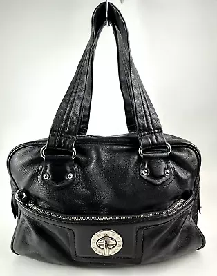 Marc By Marc Jacobs Black Pebbled Soft Leather Hobo Satchel Bag Silver Hardware • $55.99