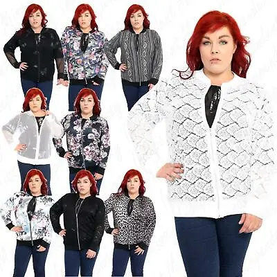 £16.99 • Buy Womens Ladies Plus Size Printed Long Sleeve Zip Coat Varsity Bomber Jacket