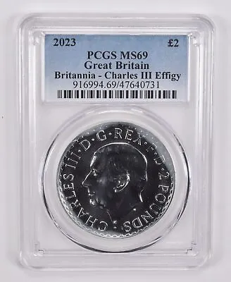 MS69 2023 Great Britain 2 Pound Britannia Charles III PCGS Blue Label • $44.95