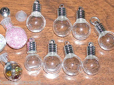 5 Round Glass Miniature Little Potion Bottles Pendant Vial Bail Charm Findings • $7.61