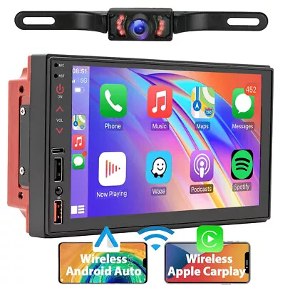 7  Double Din Car Stereo With Apple Carplay Android Auto Play AM FM Radio+Camera • $62.90