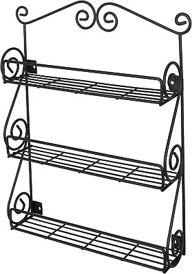 FitWell Scroll Wall Mount Spice Rack 3-Tier Traditional Spice Rack Cabinet & ... • $23.12