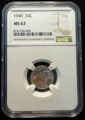 1940 10C Mercury Dime NGC MS 67 • $74.99