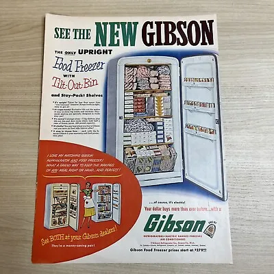 Gibson Upright Food Freezer Refrigerator 1953 Vintage Print Ad Life Magazine • $6.99