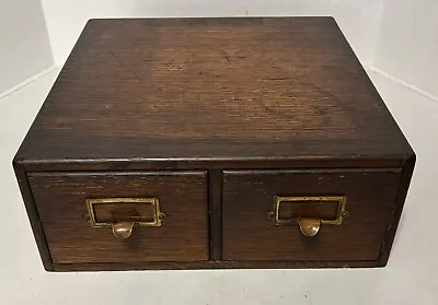 Vintage 2 Drawer Wood Card Catalog Index File Cabinet Oak - Pawman & Erbe Mfg Co • $189.88