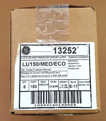 GE High Pressure Sodium Lamps 150-Watt LU150/MED/ECO New Box Of 6 Med Base Clear • $48