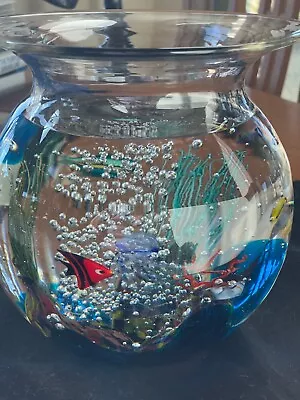 Art Glass Murano Aquarium  Fish Bowl Large Signed By Elio Raffaeli • $780