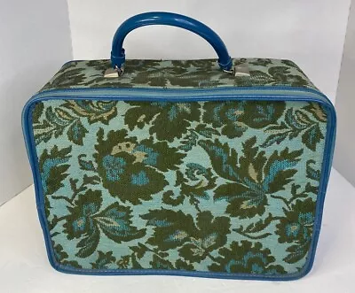 Vintage 1960's 1970s Avon Blue Green Tapestry Sales Rep Sample Bag Carry Case • $23.97