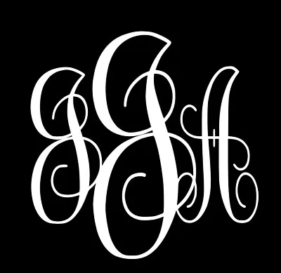 MONOGRAM - PERSONALIZED - Vinyl Decal Sticker - FREE SHIP - White SCRIPT - 3”!! • $6