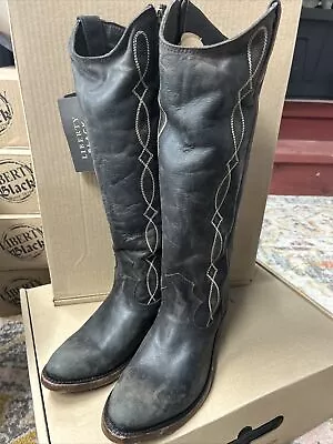 Liberty Black Elisa Mossil Black Cowboy Boots  Boho Country Cowgirl 9.5 • $299.99