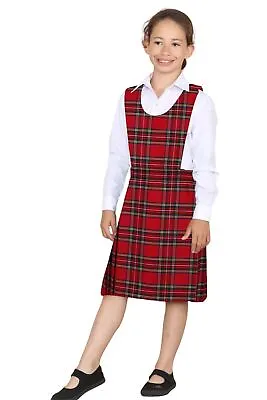 Girls Bib Pinafore Wrap Over Knife Pleated Sleeveless School Uniform Dress 2-16 • £19.09