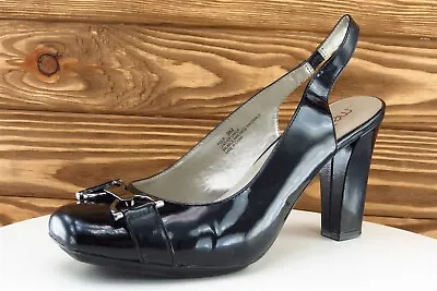 Me Too Women Sz 9 M Black Pump Patent Leather Shoes Pique • $16.50