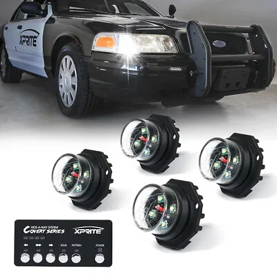 $74.99 • Buy Xprite 4 Pack LED Strobe Lights Kit White Emergency Warning Hideaway Driving