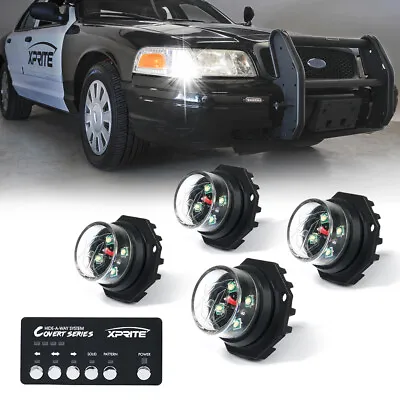 Xprite 4 Pack LED Strobe Lights Kit White Emergency Warning Hideaway Driving • $74.99