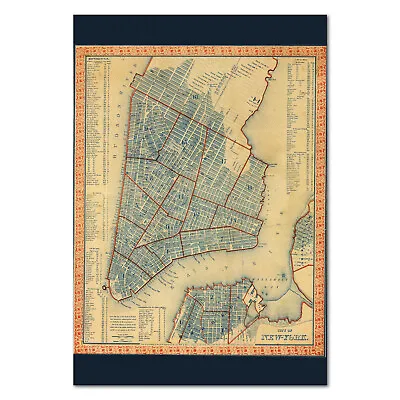 Vintage Manhattan City Map Poster - 1864 Details Map - High Quality Unframed • $14.44