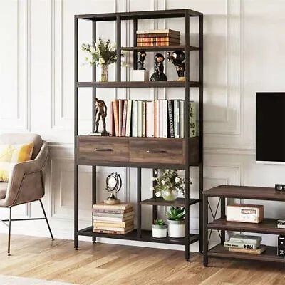 XL Vintage Industrial Bookcase Tall Shelf Metal Display Unit With Cabinet & Rack • $99.92