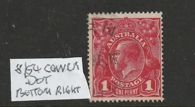 STAMPS AUST KGV 1d RED SINGLE WMK USED FLAW CORNER DOT • $3.90