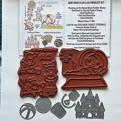 La-La Land Crafts Rubber Stamps Club Kit June 2020 Marci Beach Sand Castle Pigs • $24