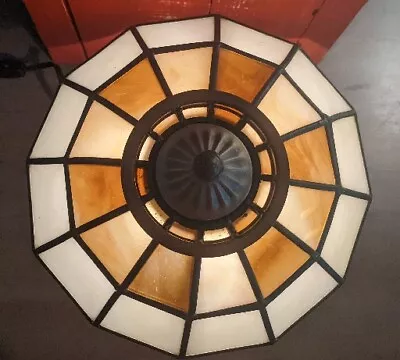 Vtg Leaded Slag Glass Lamp Shade Light Shade Mission Art And Craft Style • $23.99