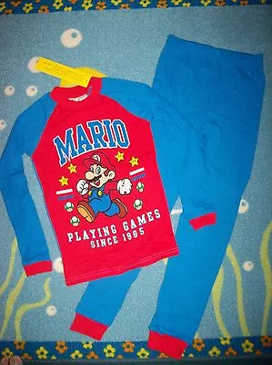 Super Mario Pajamas Sleepwear 2pc Boys Set 4 6 8 10 Nintendo Playing Games NWT • $21.99