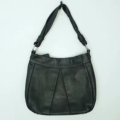 NEW ELLINGTON Black Leather Hobo Shoulder Bag Boho Twist Handle Purse Handbag • $75