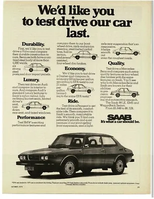 1975 SAAB 99 LE Compared To BMW Audi Volvo Peugeot Mercedes Vintage Print Ad • $8.95