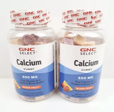 GNC Calcium Gummy 500mg Mixed Fruit 2 Bottles 50 Gummies Each Exp 8/24 • $21.99