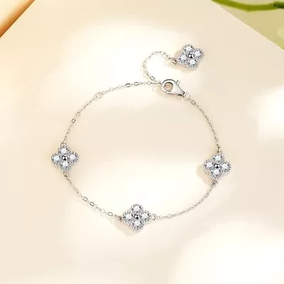 Sterling Silver Clover Flower Bracelet For Women High Qualify • $29.90